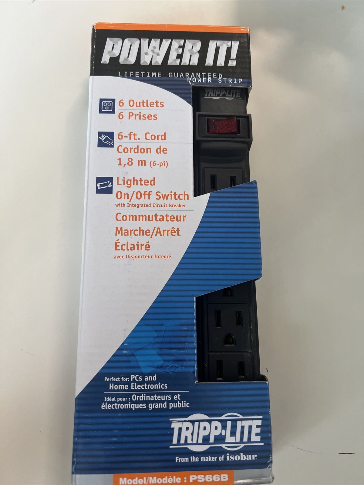 (10) New Tripp Lite Power It 6 Outlet Power Strip 6ft Black Lighted Switch PS66B