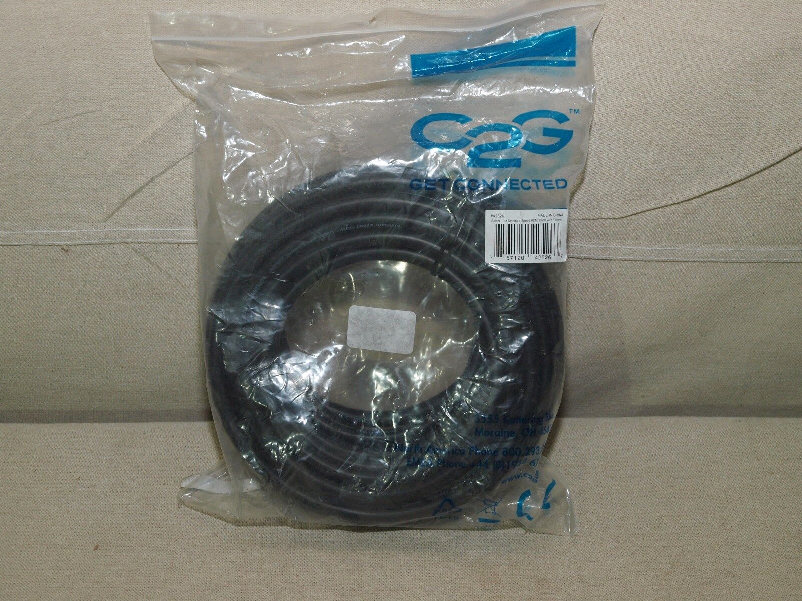 C2G 42526 HDMI with Ethernet M/M Cable-In-Wall CL2-Rated Cable 10M/ 33’ - NEW