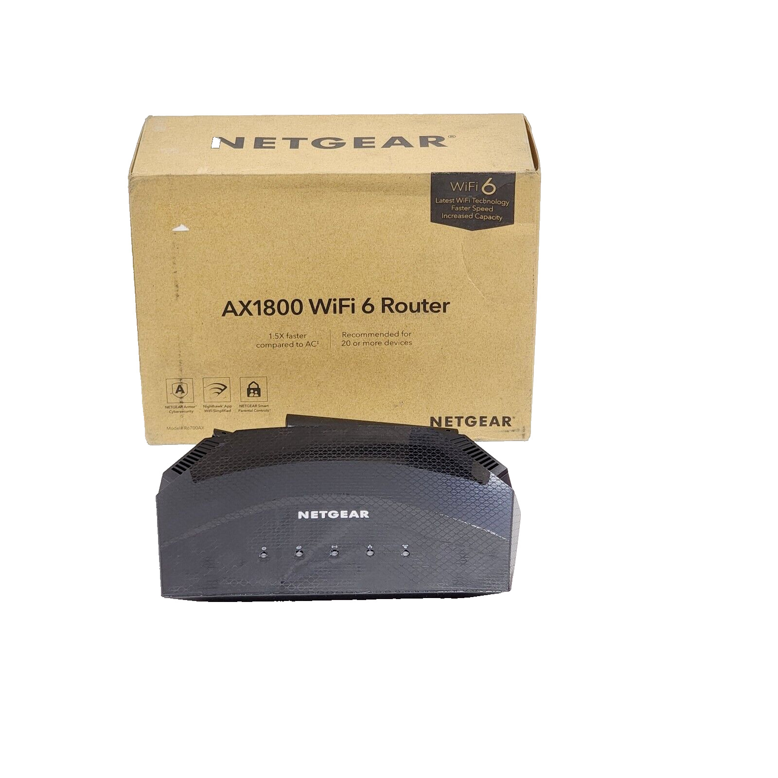 NETGEAR AX1800 1000 Mbps 4 Port Wireless Router  wifi 6 NO ACCESSORIES