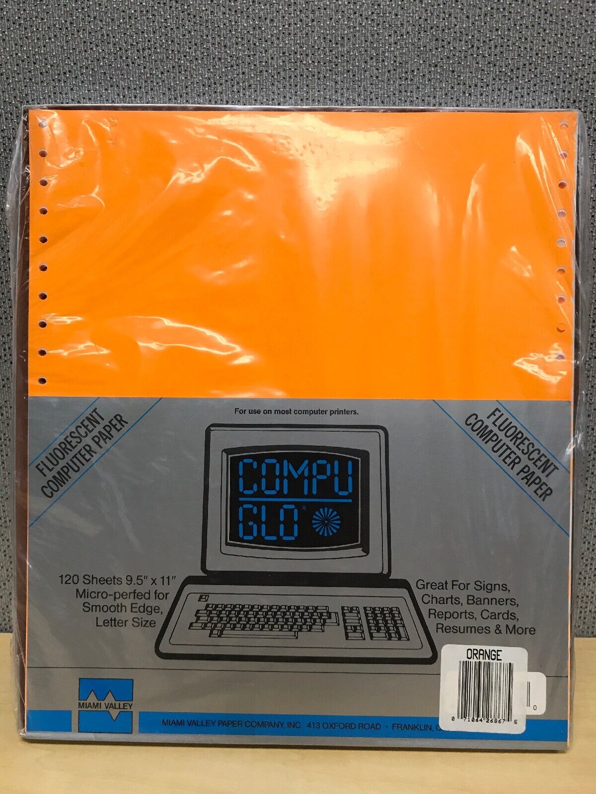 Compu Glo Paper Orange Fluorescent Computer Dot Matrix Miami Valley Neon 120 Sh