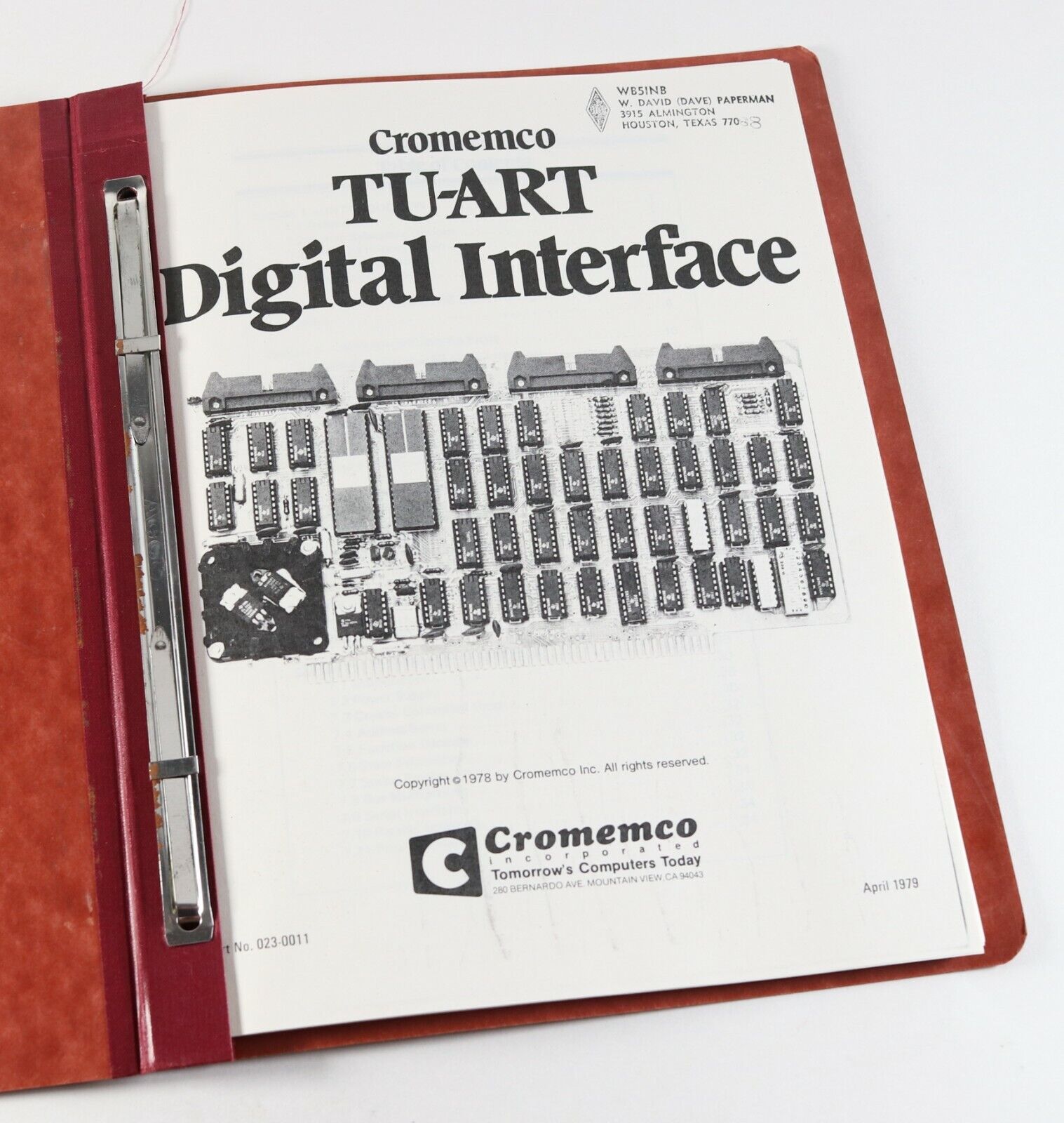Vintage 1978 Cromemco TU-ART Digital Interface Computer Owner\'s Manual