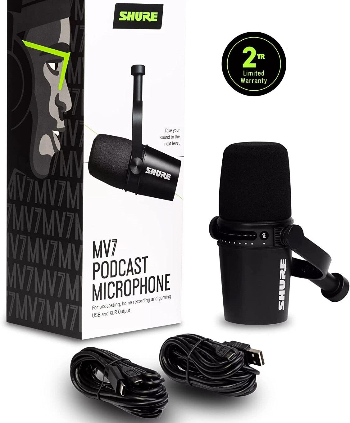 SHURE MV7 Microphone USB+XLR for Podcast, Live Stream, Gaming Teamspeaker & Zoom