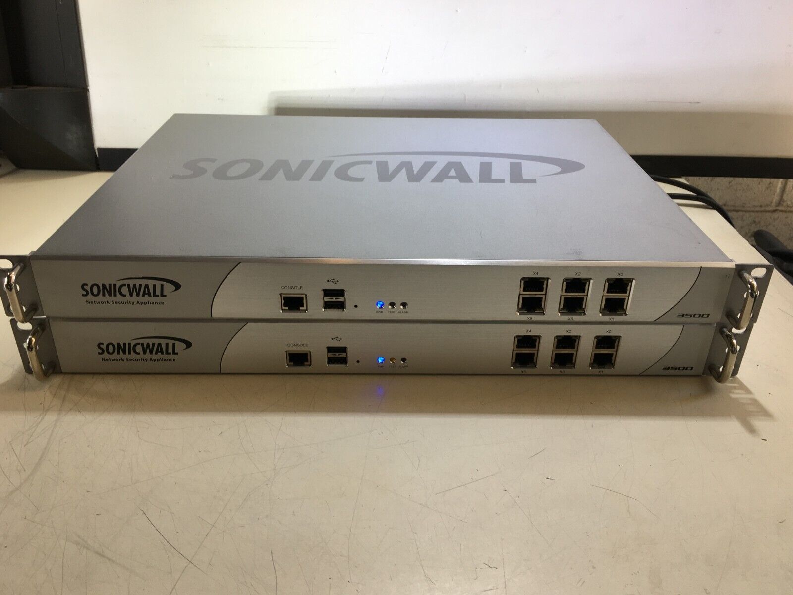 LOT OF 2:  SONICWALL NSA 3500 NETWORK SECURITY FIREWALL APPLIANCE - AS IS