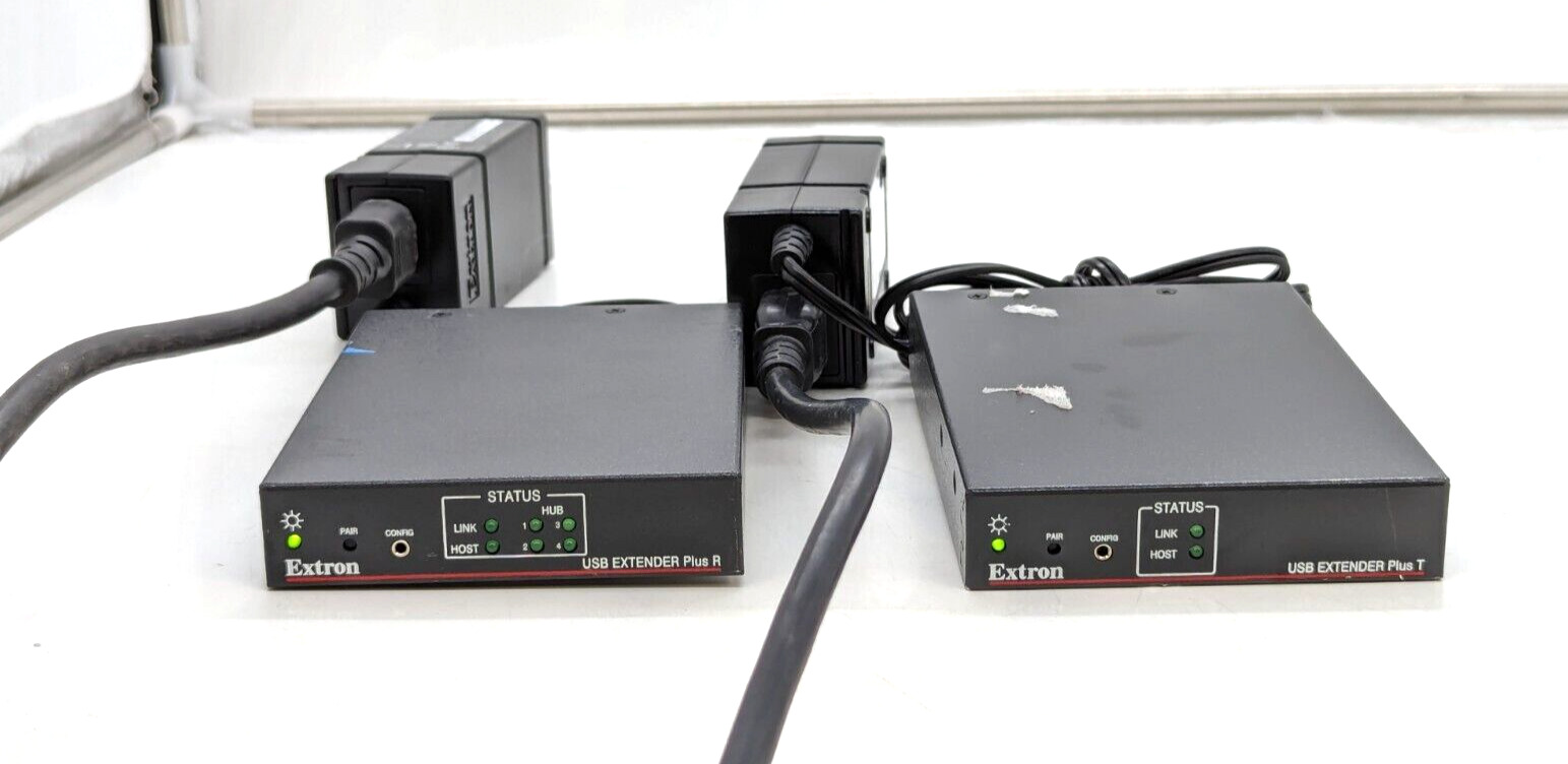 Extron USB Extender Plus R and USB Extender Plus T with power supplies