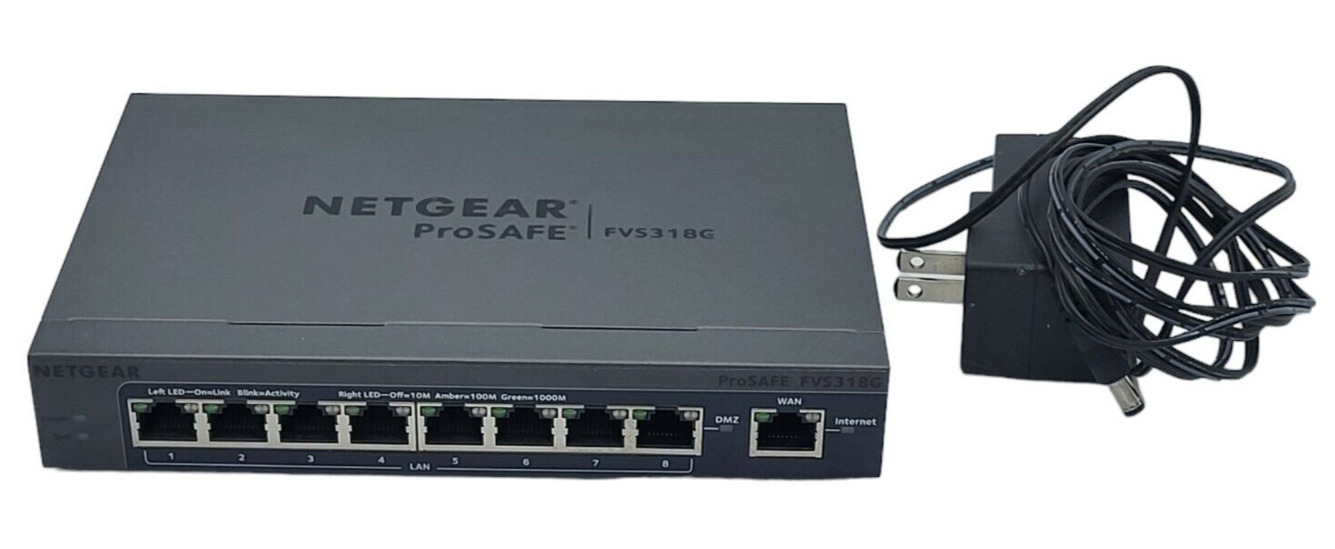 NETGEAR FVS318G ProSAFE 8-port Gigabit VPN Firewall with Power Adapter