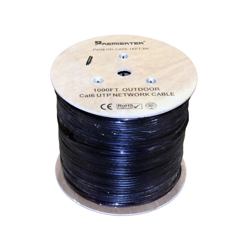 1000' ft CAT6 UV/CMX 23 AWG Waterproof Outdoor Direct Burial Network LAN Cable