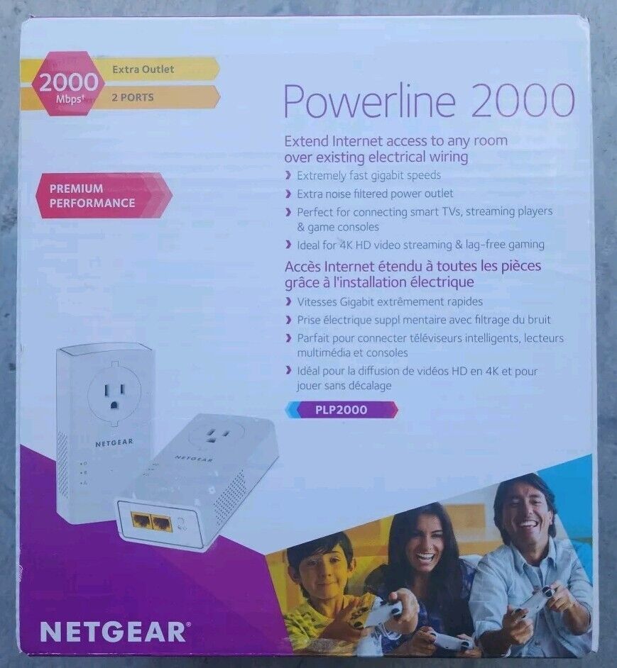 NETGEAR PLP2000  Powerline Adapter 2000Mbps - Pack of 2