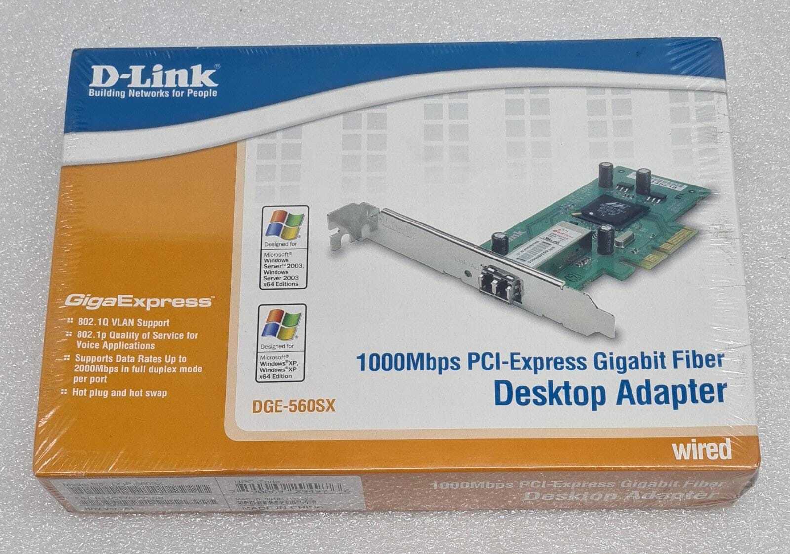 NEW SEALED - D-Link DGE-560SX 1000MBPS PCI‑Express Gigabit Fiber Desktop Adapter