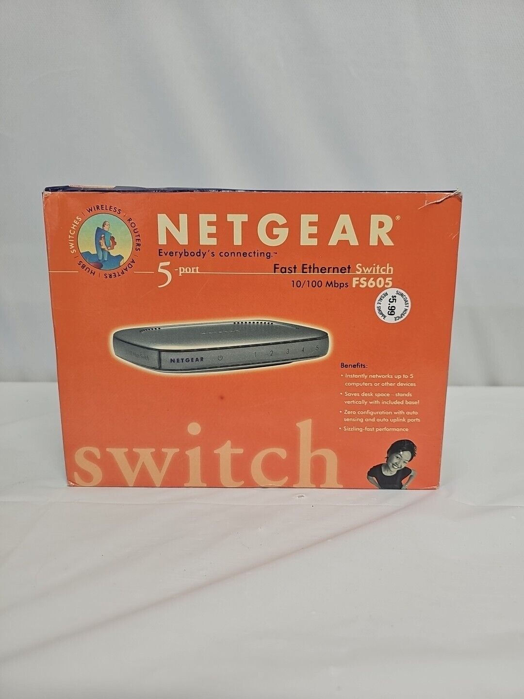 NetGear  FS605 V3  5 Ports 10/100 Mbps Ethernet Switch With Power Supply