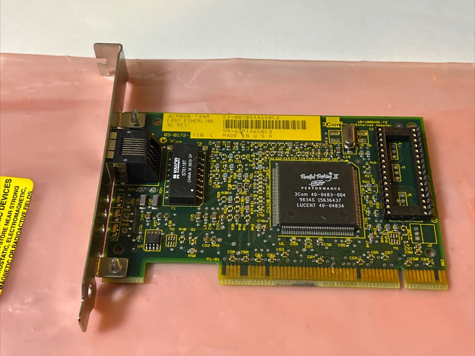 3Com 3C905B-TXNM Fast EtherLink XL PCI 10/100 Ethernet Adapter Card Working Pull