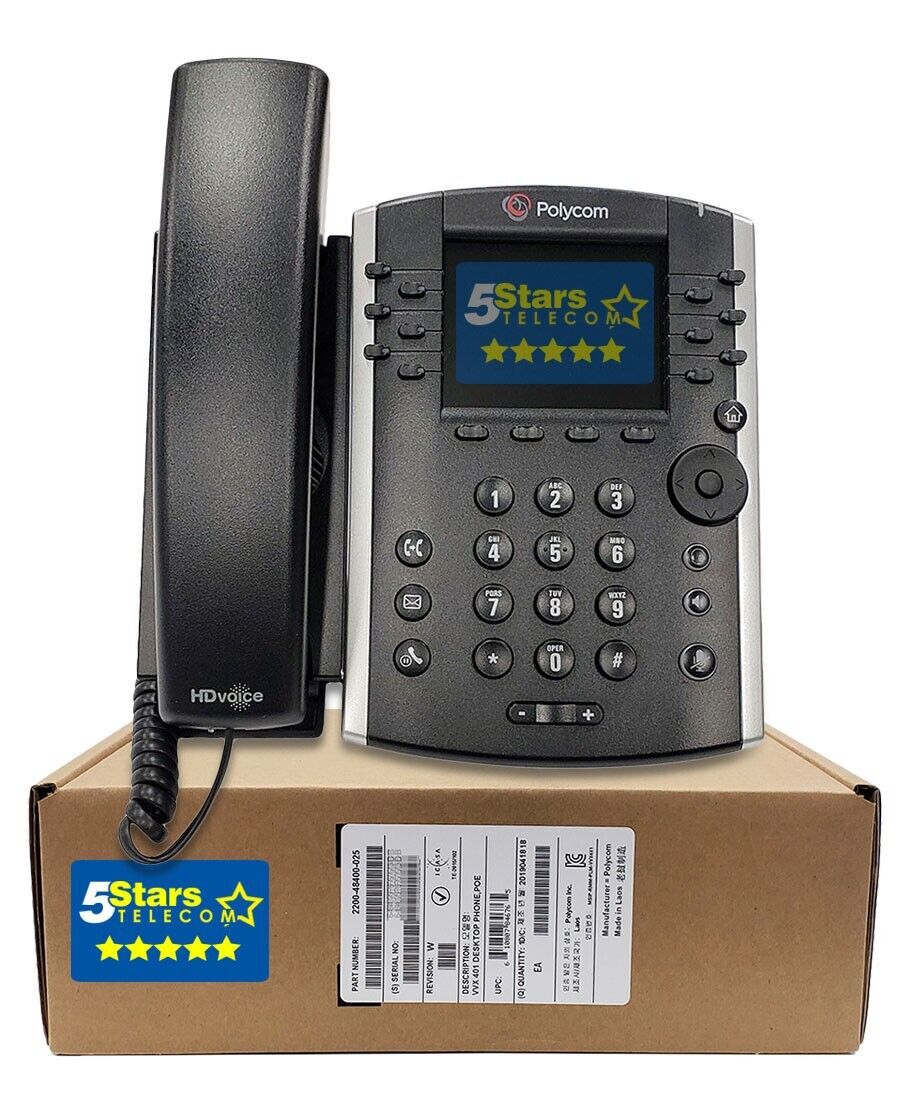 Polycom VVX 401 IP Phone (2200-48400-025) Brand New, 1 Year Warranty