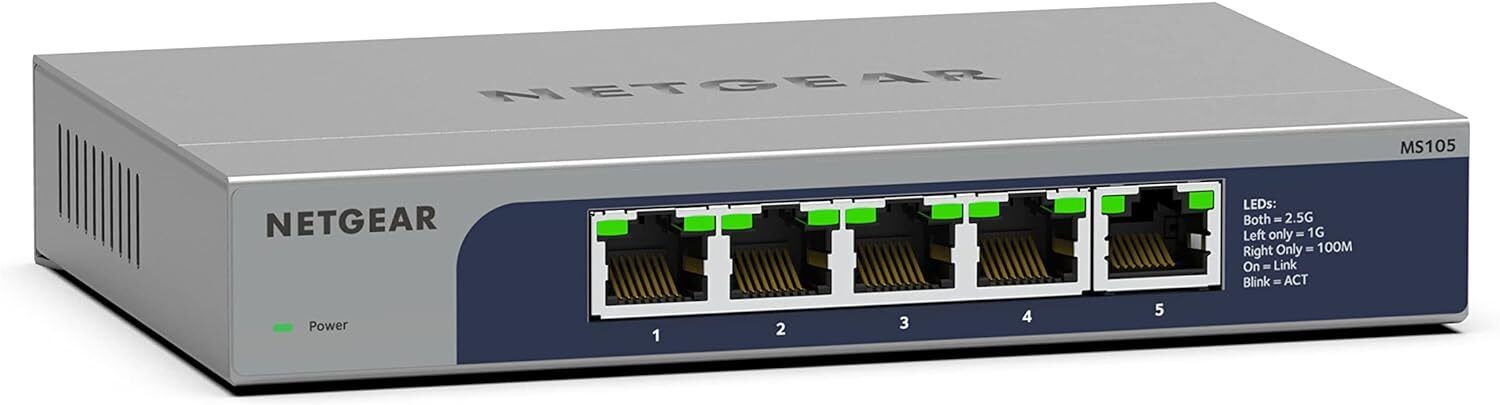 Netgear MS105 5-Port Multi-Gigabit Ethernet Unmanaged Network Switch - Black