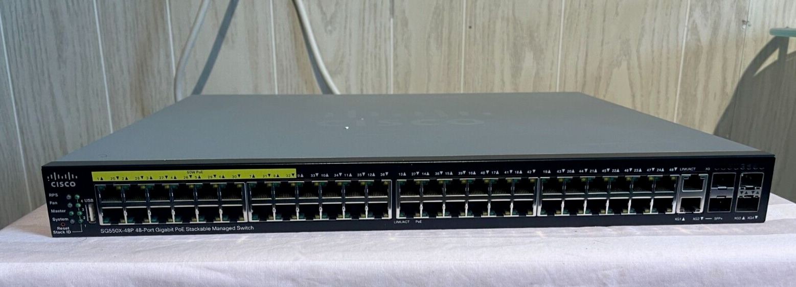 Cisco SG550X-48P-K9 48-Port GIGABIT POE STACKABLE MANAGED SWITCH