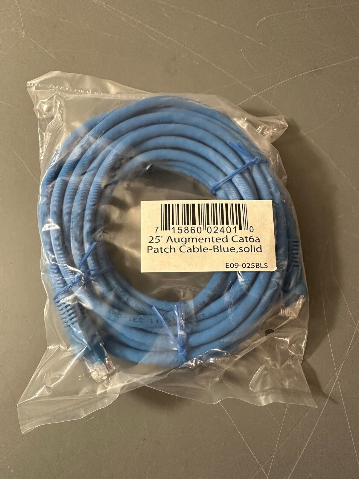 25\' Augmented Cat6a Patch Cable Blue Solid E09-025BLS 09-025BLS
