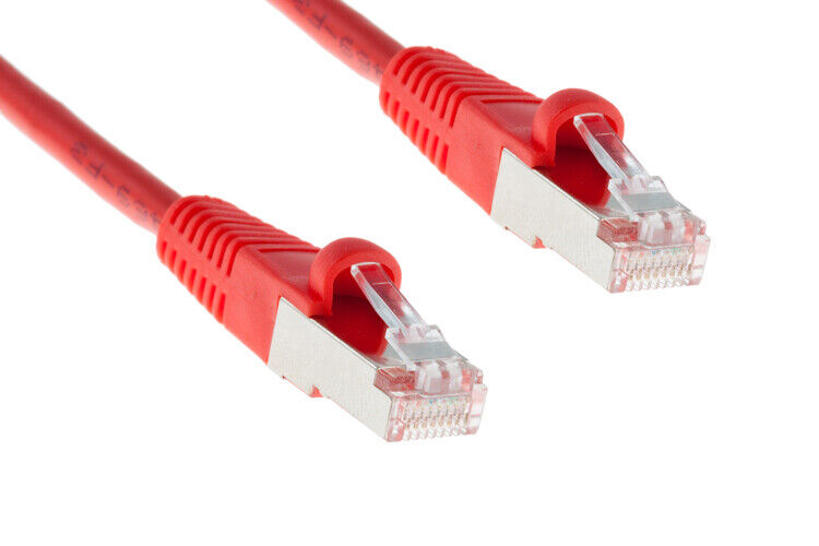 CAT5e Shielded Ethernet Patch Cable, Booted, 50ft, Red, Lifetime Warranty