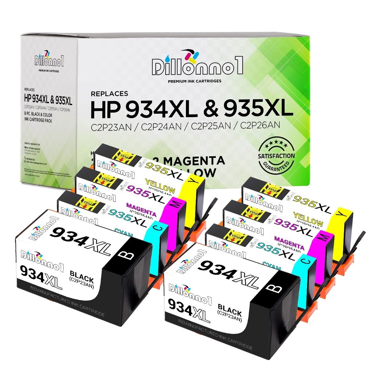 8 Pack HP #934XL #935XL Ink Cartridges fits HP Officejet 6812 6815