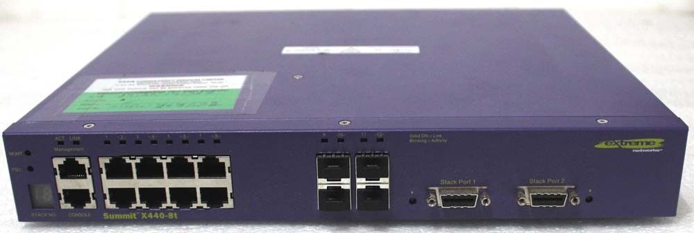 Extreme Networks Summit X440-8t Switch 8 Ports P/N: 16501 1630-12-2482  