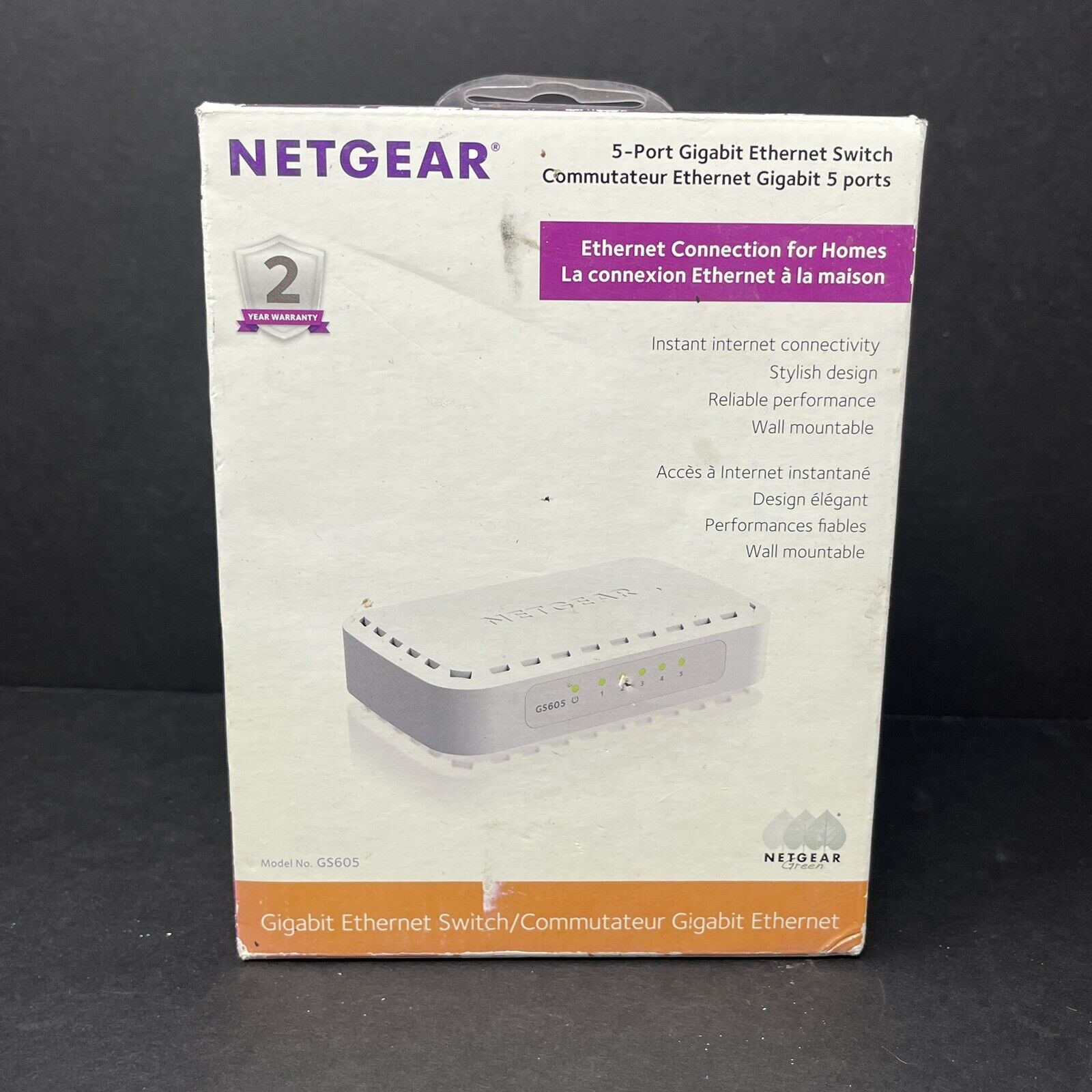Netgear 5-Port Gigabit Ethernet Switch GS605V5 with Power Cable
