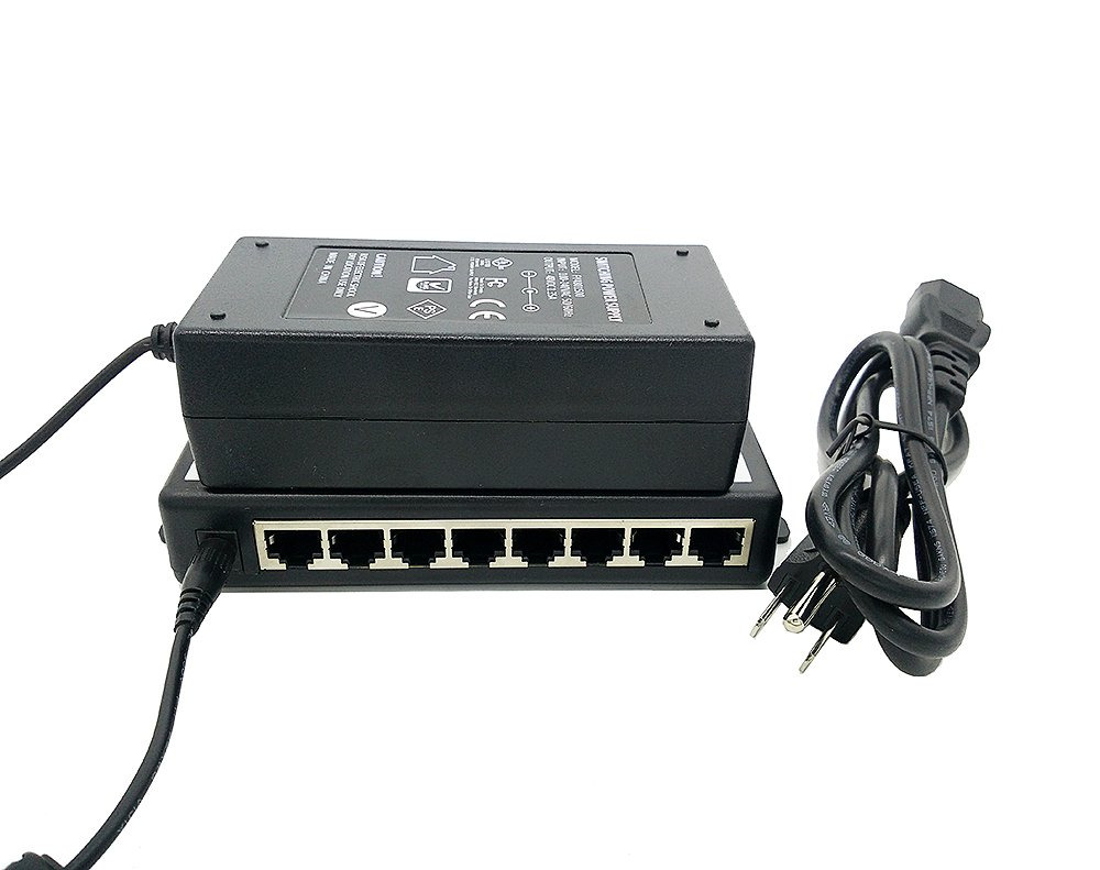 iCreatin 48V 65W 8-port Passive power over ethernet PoE injector Adapter with 8