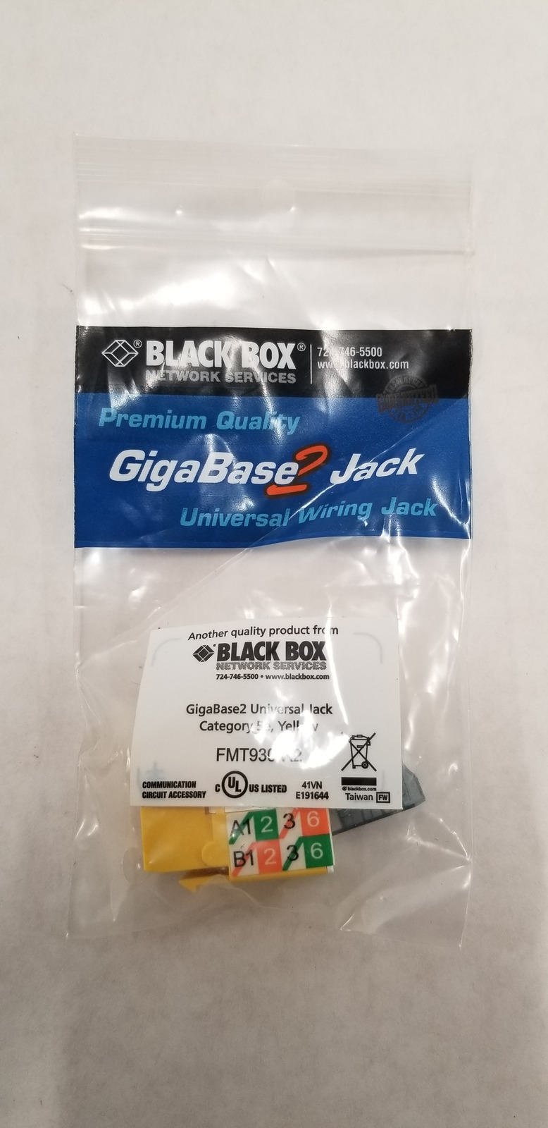 New Lot of 40 Black Box FMT930-R2 Gigabase2 Universal Jack Category 5e Yellow