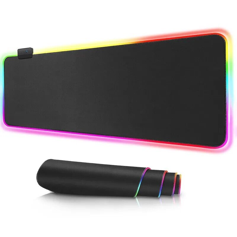 Large RGB Soft LED Gaming Mouse Pad - Black