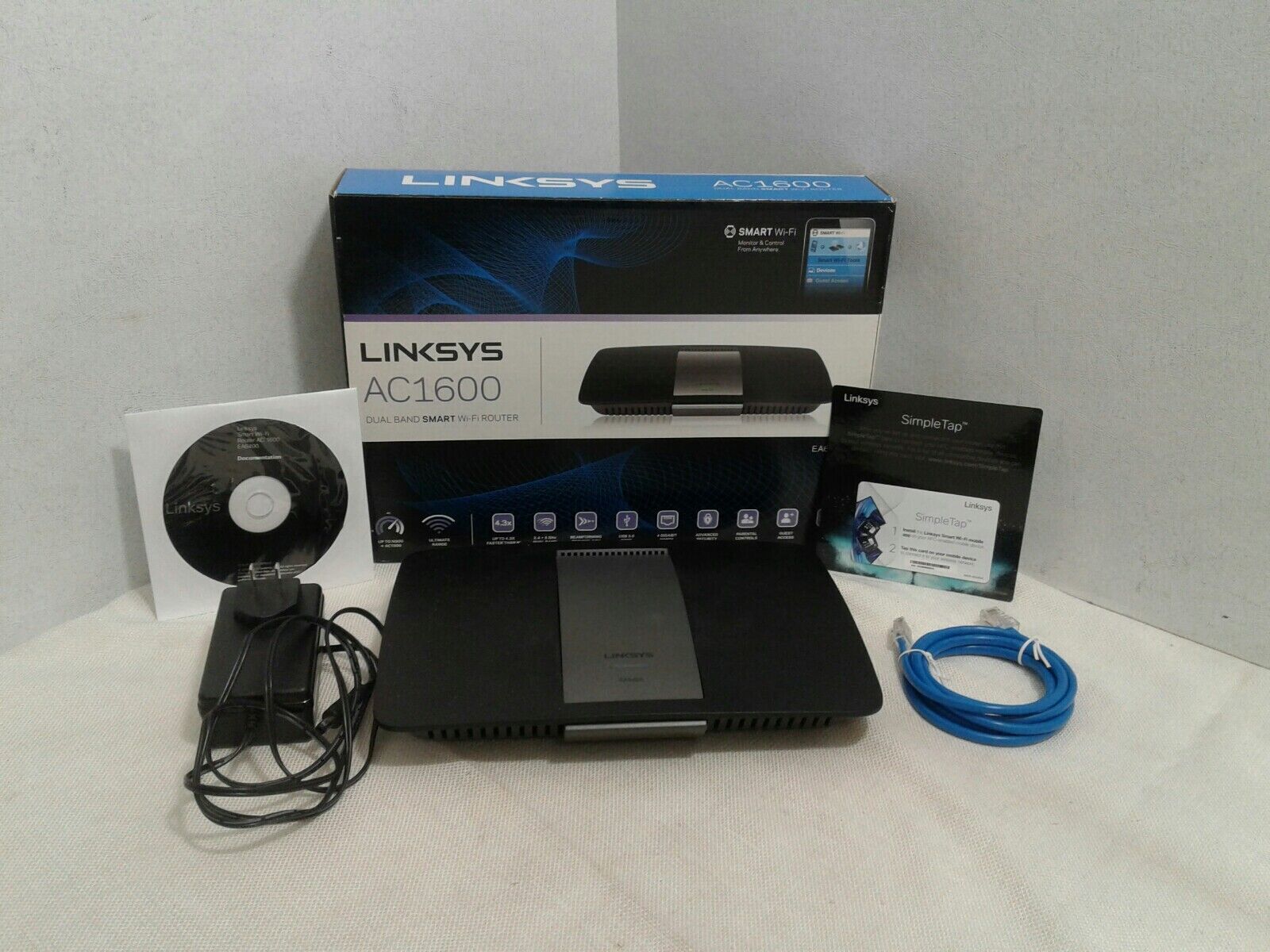 Linksys EA6400 AC1600 Dual-Band Black Smart Wi-Fi Router Open Box
