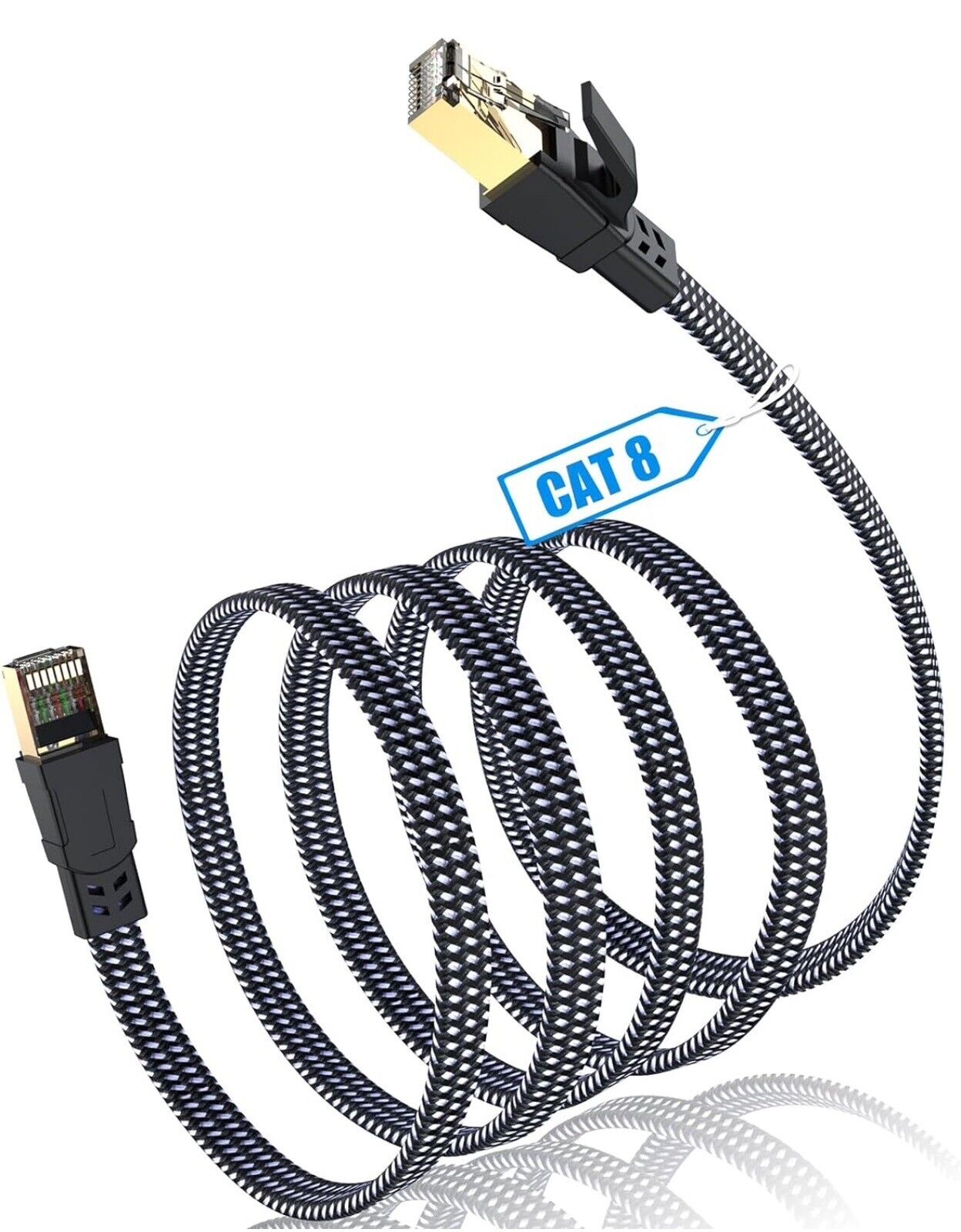 Braided 6FT-35FT  Heavy Duty Cat8 Ethernet Cable Super Speed 40Gbps/2000Mhz RJ45