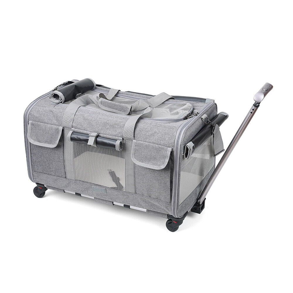 Rolling Pet Carrier Airline Approved Trolley Wheels Dog Cat Traveling Camping