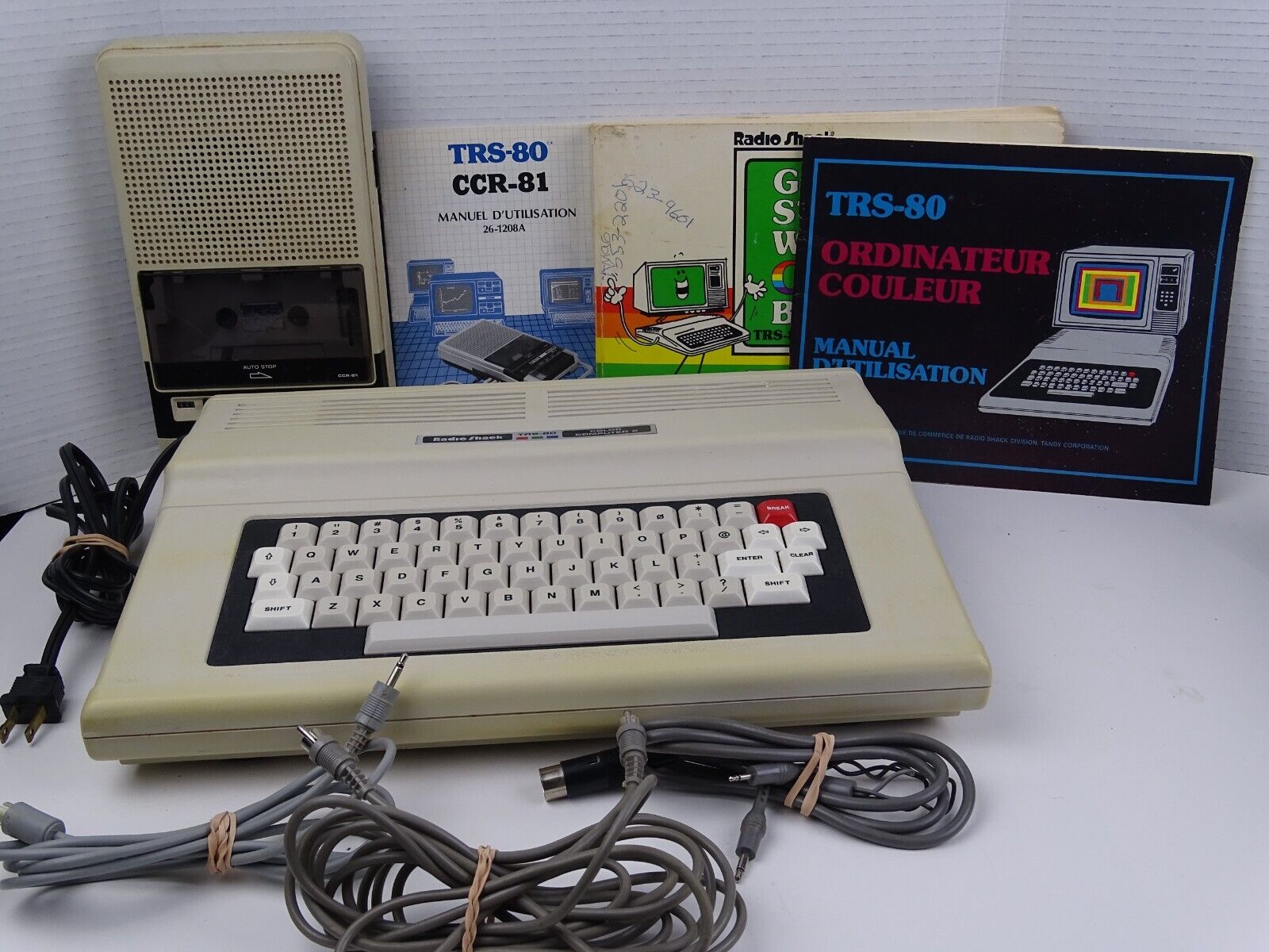 1980 Radio Shack Tandy TRS 80 Color Computer 2 with Manuals & CCR-81 Untested