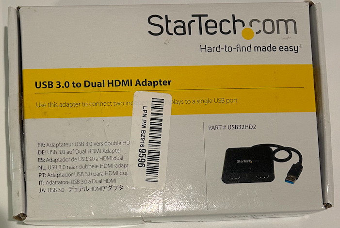 Startech.com USB32HD2 USB 3.0 to Dual HDMI Adapter, Black *NEW