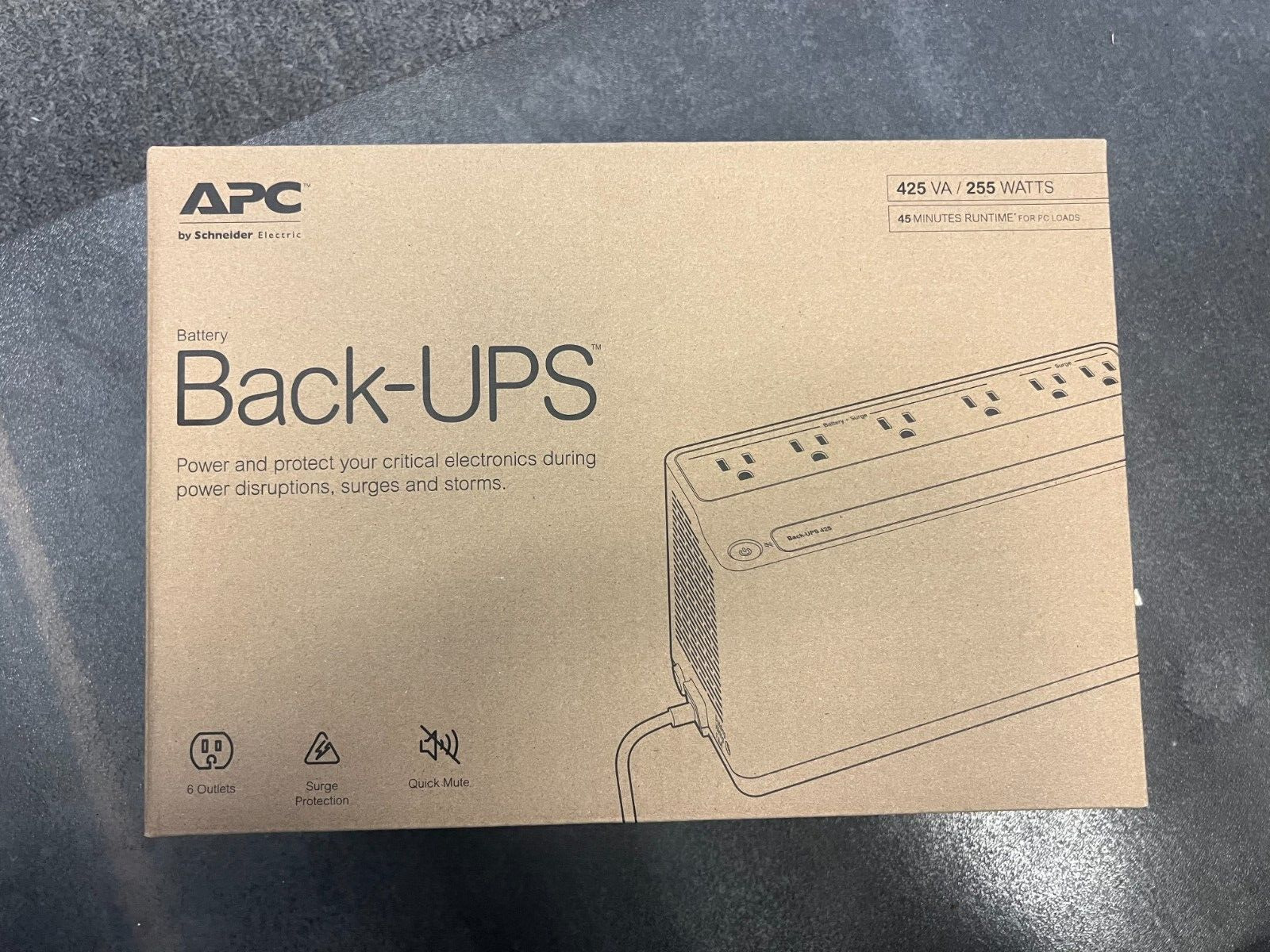BRAND NEW APC by Schneider Electric Back-UPS 6 Outlets, 425VA, 120V - APWBE425M