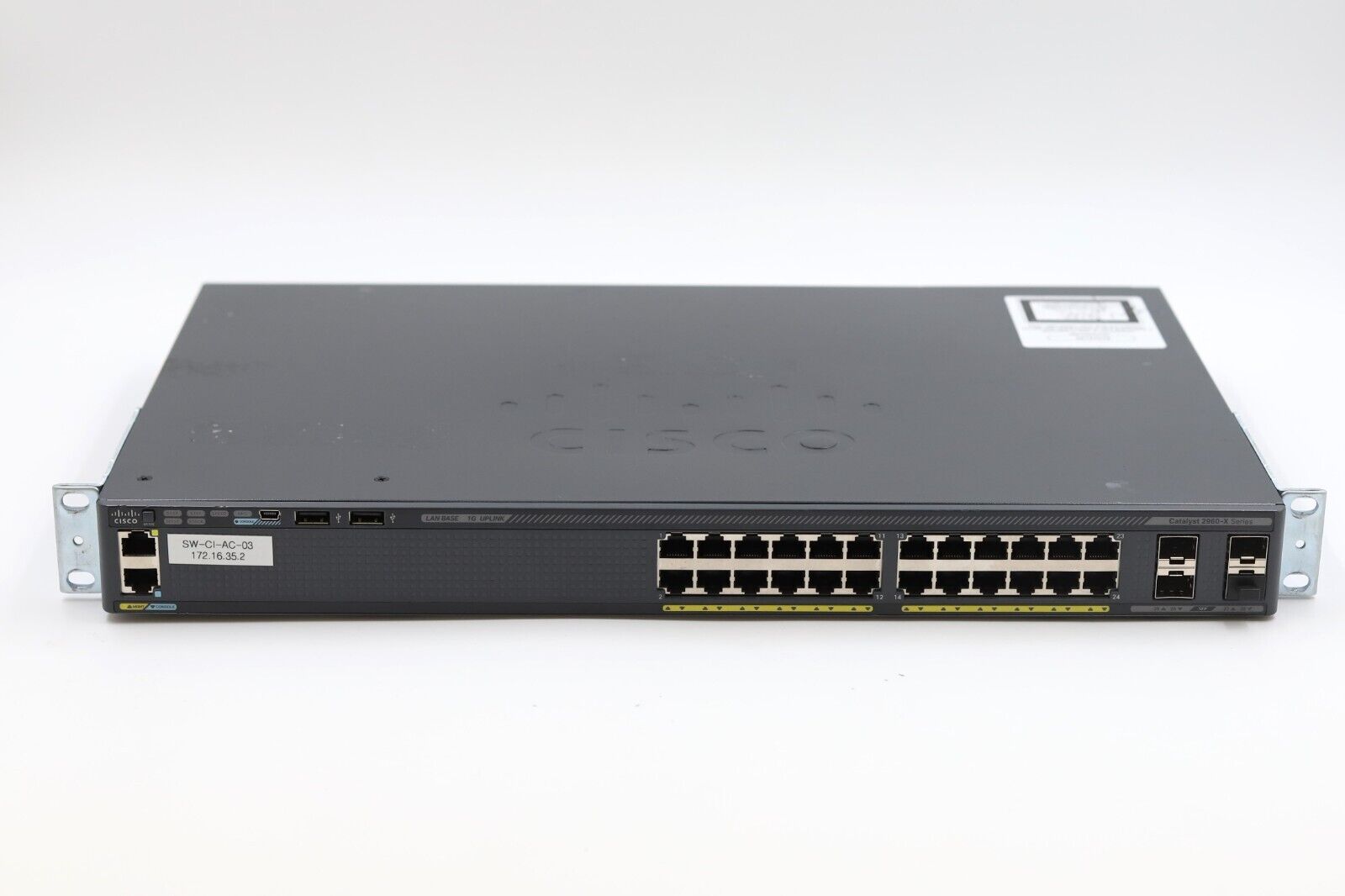 Cisco Catalyst 2960-X 24-Port Gigabit Switch With Ears P/N: WS-C2960X-24TS-L V03