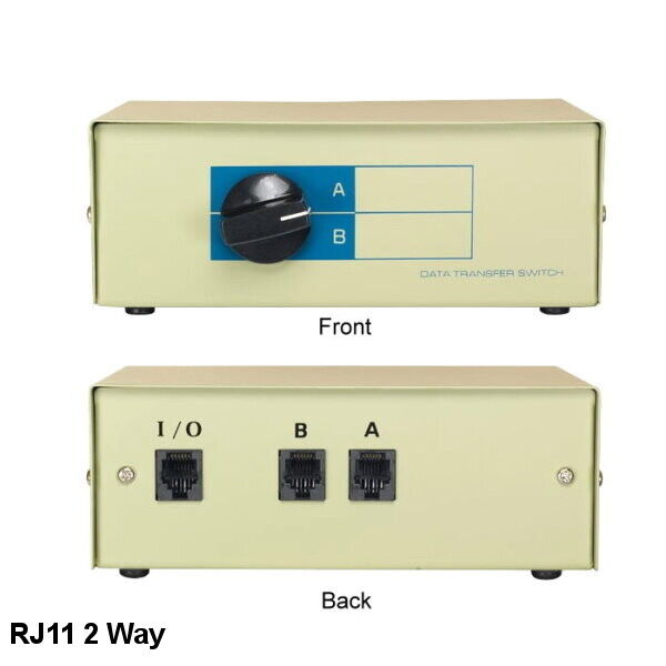 Kentek 2-Way RJ11 Manual Data Transfer Switch Box Phone Jack 11 Pin Modem Fax