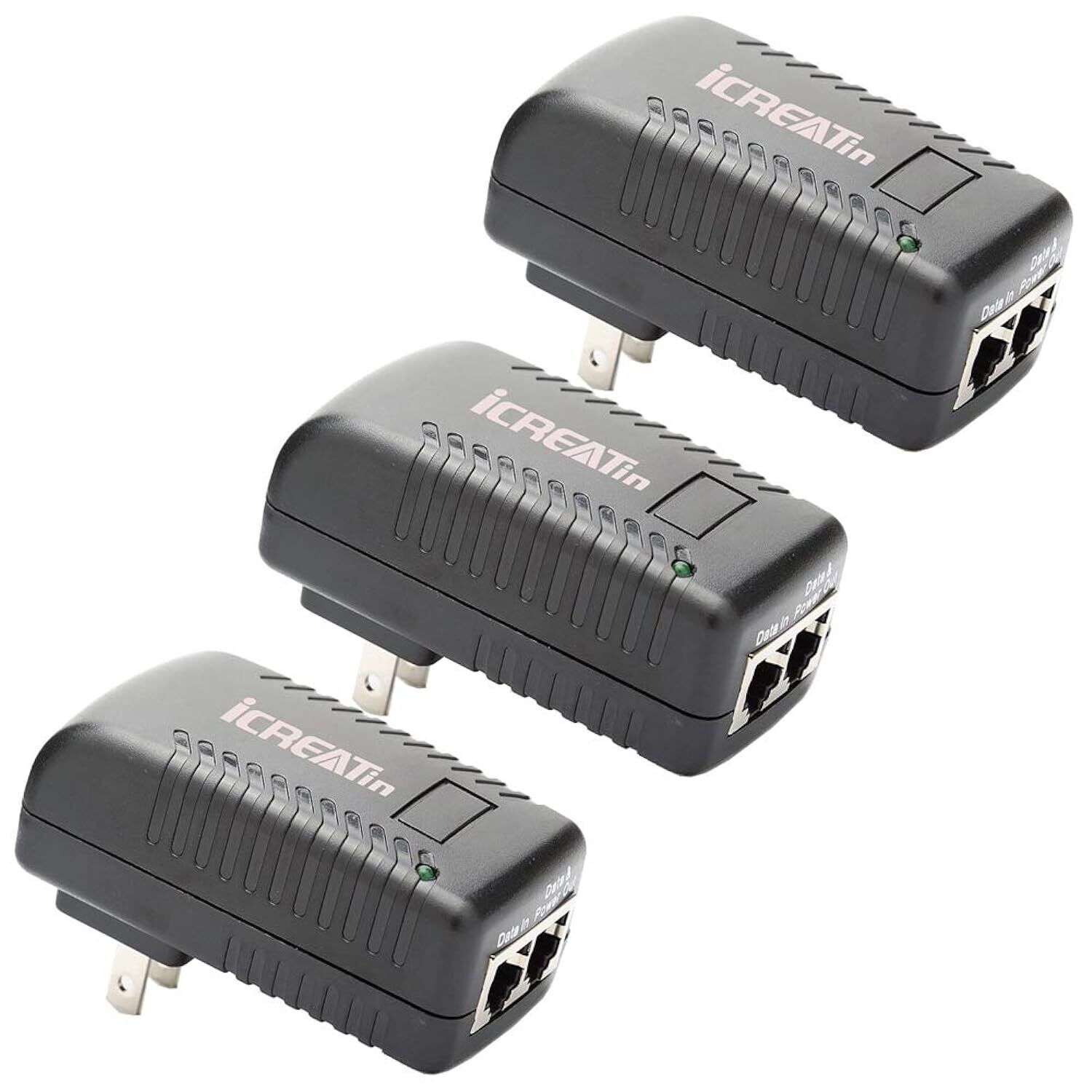 3-Pack Wall Poe Injector Power Suppy Over Network Adaptor 802.3Af 48V 24W 0.5A