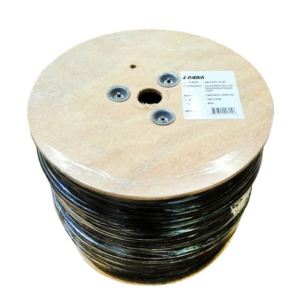 Cat6 1000Ft CCA Cable 23AWG UV UTP Waterproof Outdoor Direct Burial LAN Cable