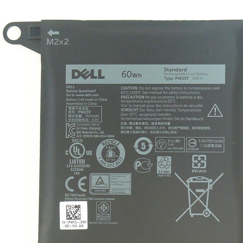 Genuine 60Wh PW23Y Battery For Dell XPS 13 9360 D1605G 0RNP72 0TP1GT 0PW23Y NEW