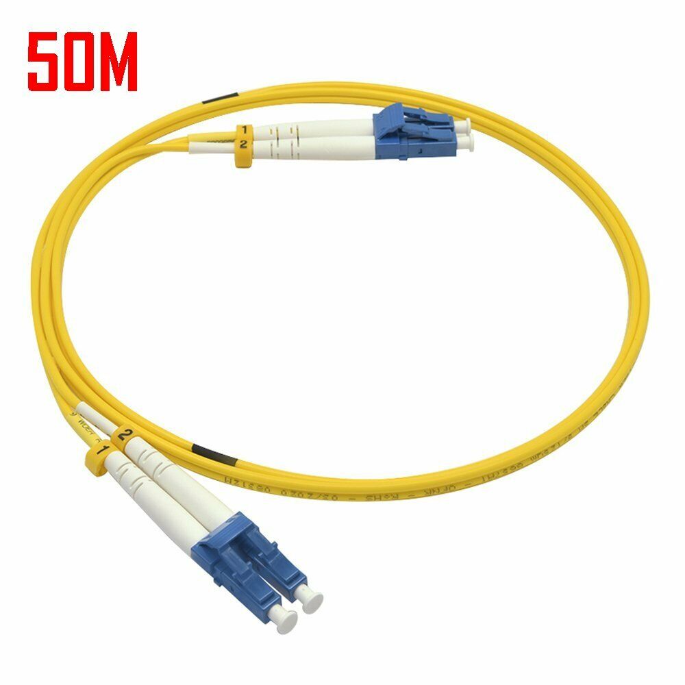 164FT 50M LC UPC to LC UPC Duplex 9/125 Single Mode Fiber Optic Patch Cable