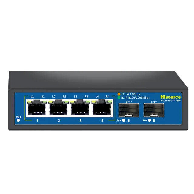 Hisource 4 8 Port 2.5G Ethernet Switch None POE Network Switch with 1x10G SFP