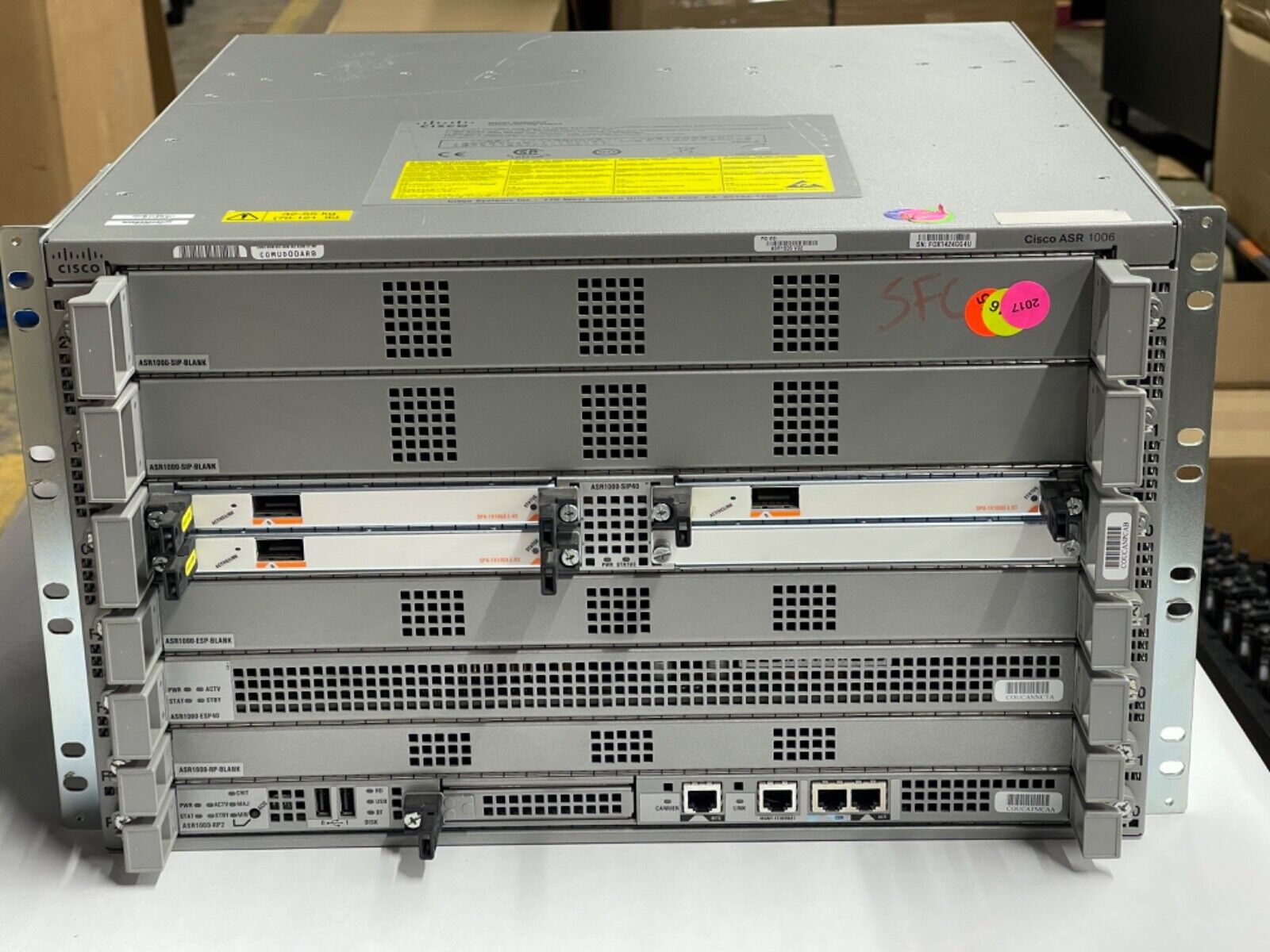 Cisco ASR1006 With: 1x ESP-40, 1x ASR1000-RP2, 3x SPA-1x10GE-L-V2. Dual Adapter