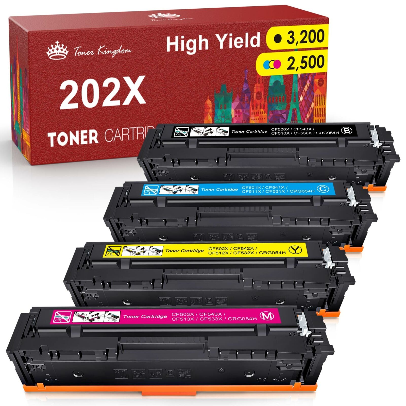 Toner For HP CF500A 202A CF500X 202X Color LaserJet Pro MFP M281fdw M254DW lot