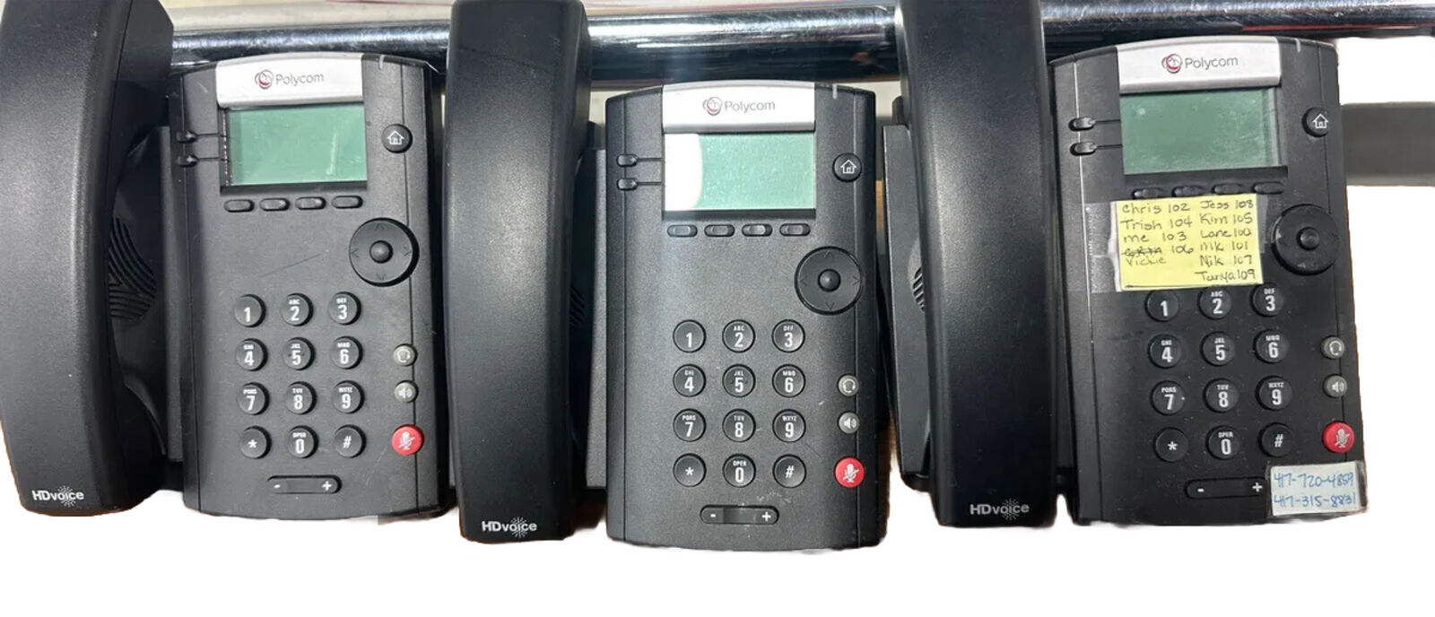 Lot of THREE 3 Polycom VVX 201 VoIP Business/Office Phones - 220140450-001