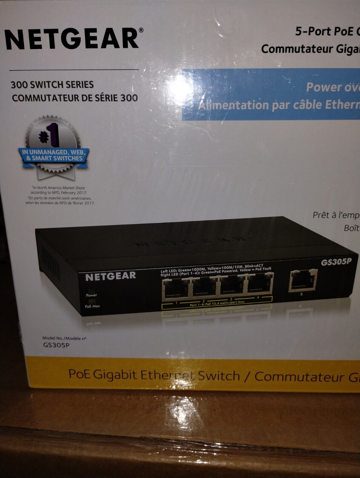 NETGEAR GS305P 5-Port Unmanaged PoE Switch - Black Brand New Sealed Wrapped 