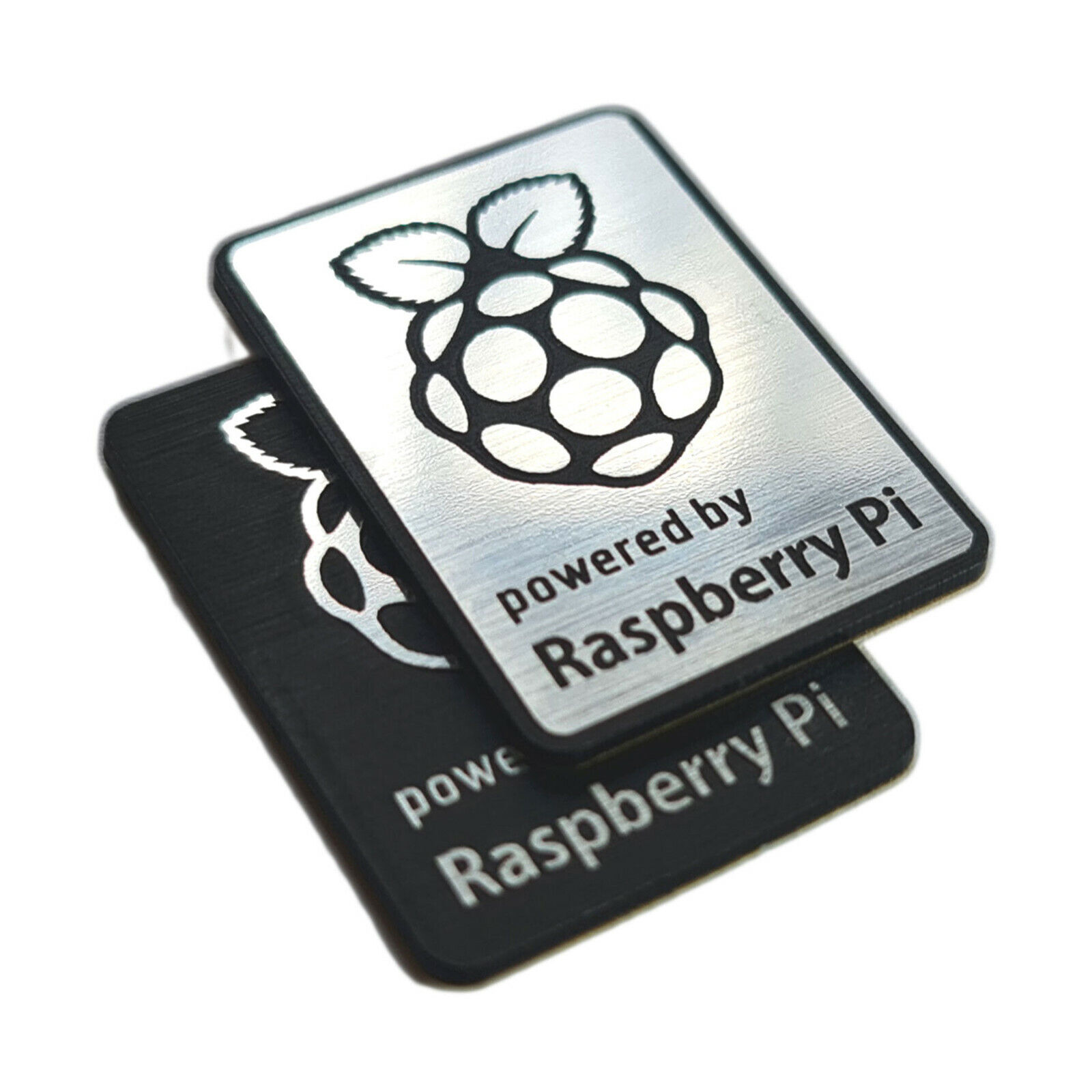 Raspberry Pi Sticker Case Badge - Chrome Reflective - 35 mm x 25 mm (Two pieces)