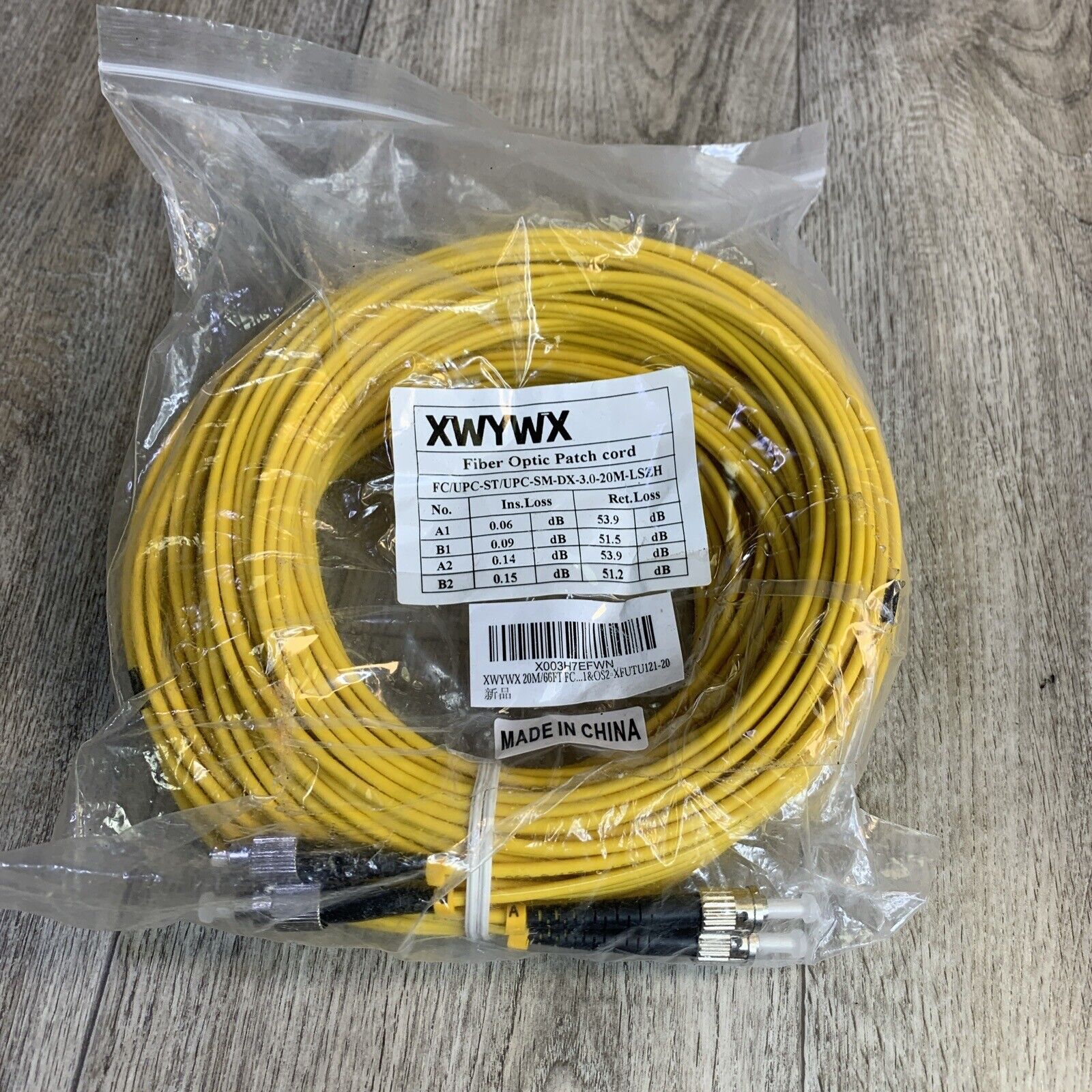XWYWX 80M/263FT FC/APC to FC/APC SM SX LSZH 3.0mm Indoor Fiber Optic Patch Cord