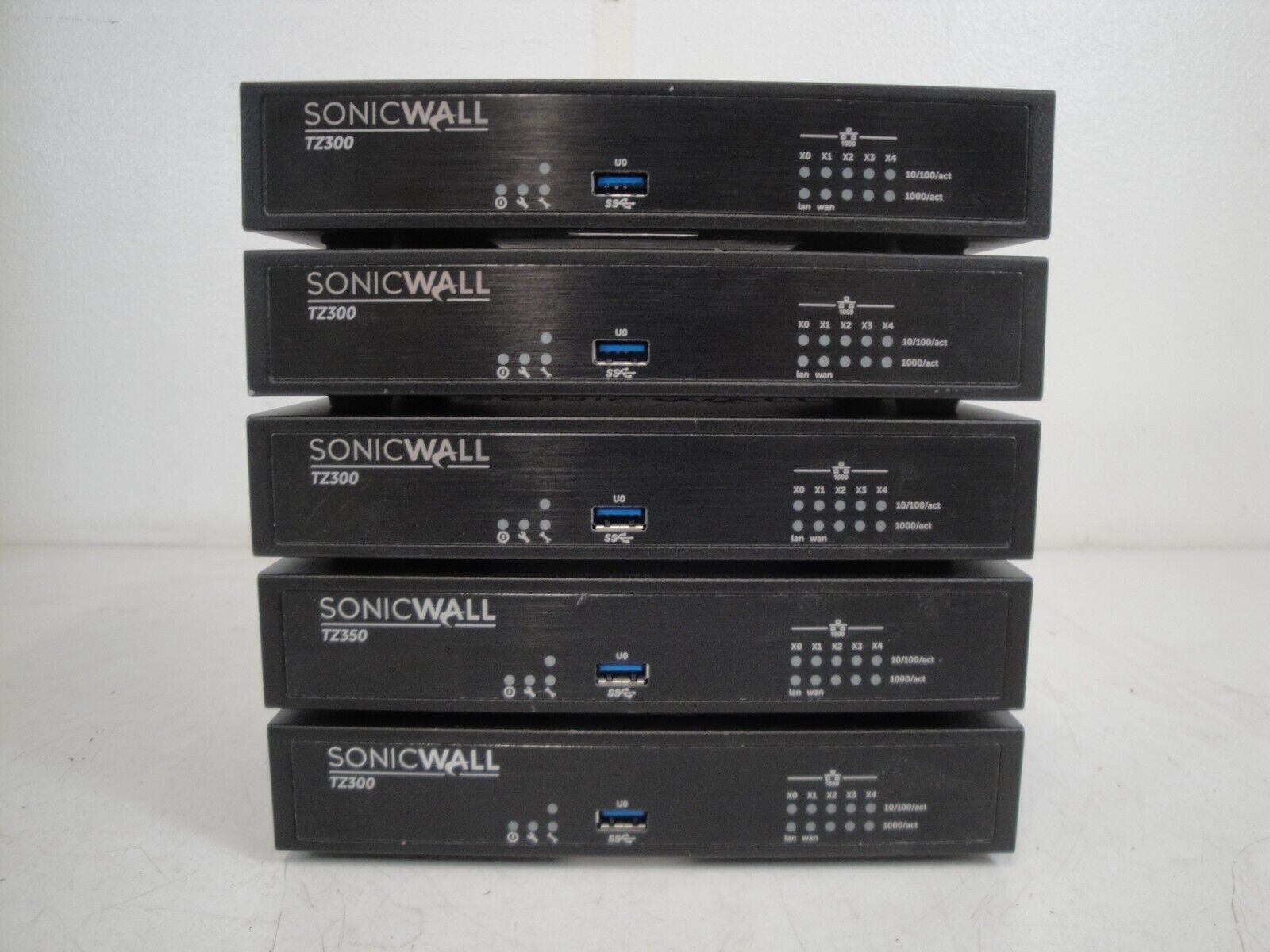ZS4F2 PARTS LOT OF 5 SONICWALL TZ300 FIREWALL APPLIANCE W/ POWER SUPPLY *READ*