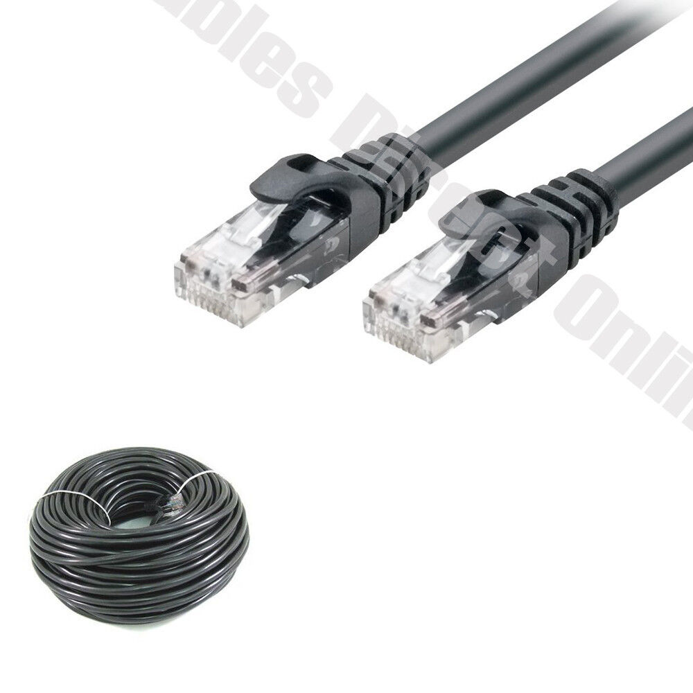 Cat5e Patch Cable Black Ethernet Cat5 Modem Wire 10ft 20ft 50ft 100ft 200ft Lot