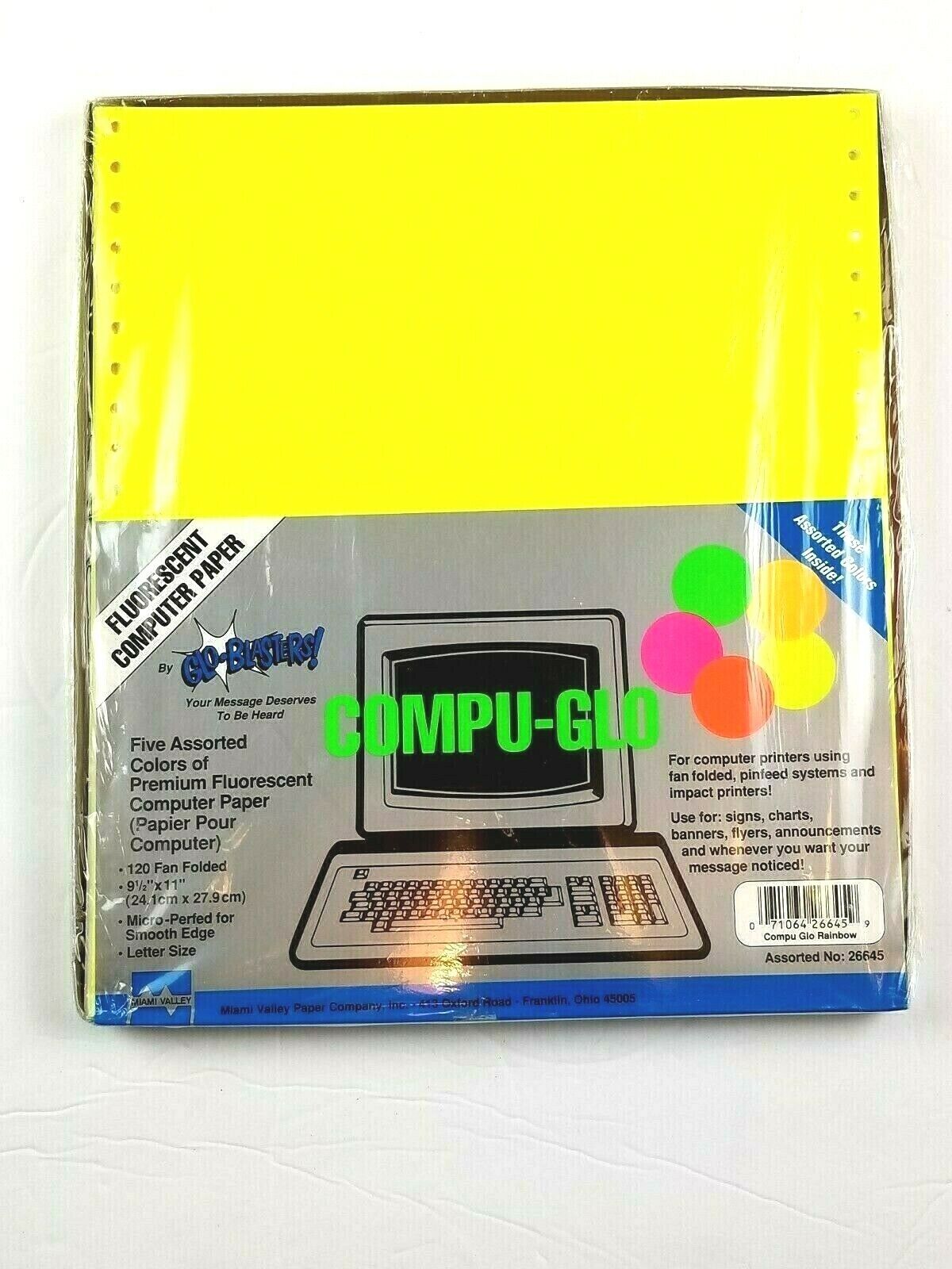 Compu Glo Assorted Rainbow Fluorescent Computer Paper No. 26645