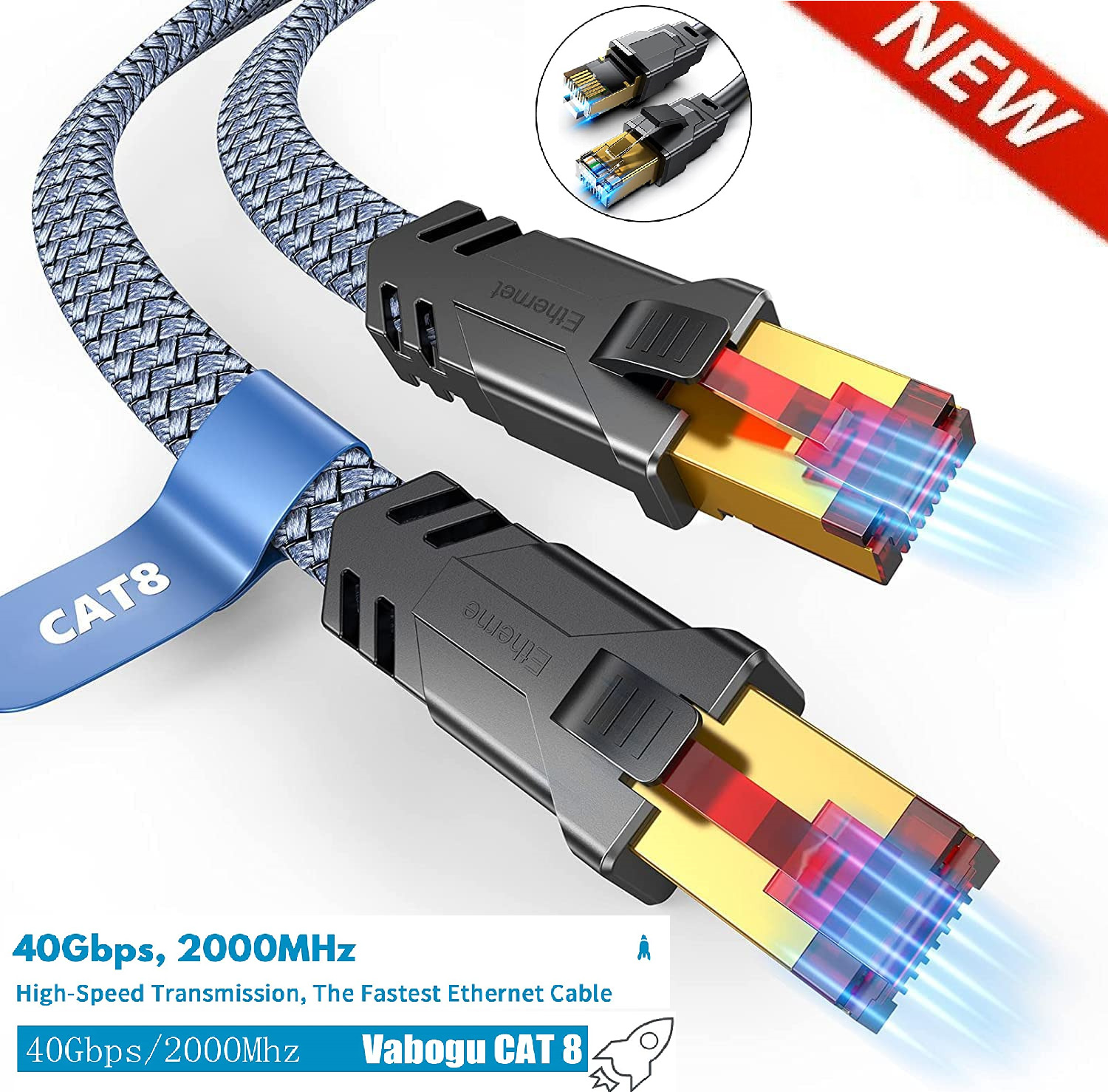 CAT8 Ethernet Cable Cord Patch Copper 24AWG SFTP Shielded RJ-45 6ft - 35FT Lot