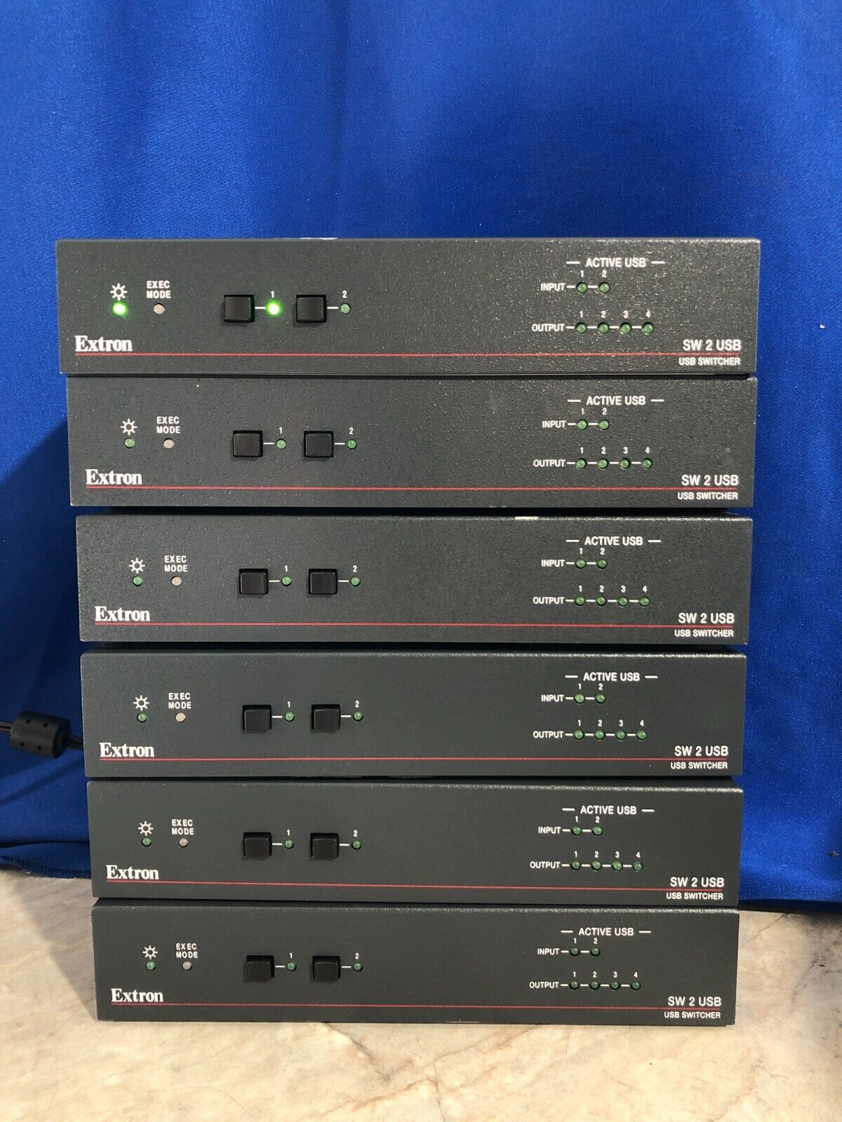 Lot of 6x Extron SW 2 USB Switcher w/ Power Adapters - ALL POWER ON - Read Desc.