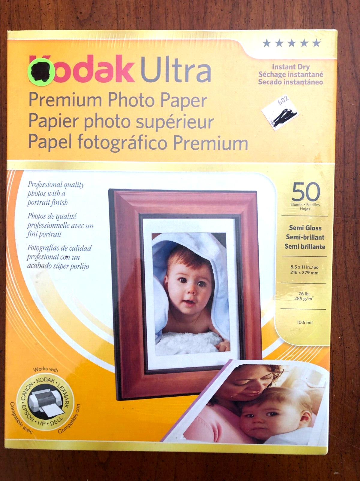 Kodak Ultra Premium Instant Dry, SEMI- Gloss Photo Paper, 50 Sheets 8.5\
